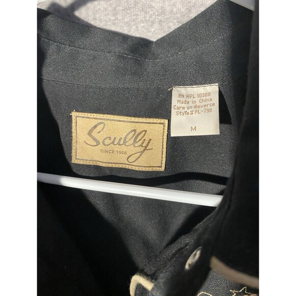 Scully Women's Western Pearl Snap Shirt Black Embroidered Horses Stars M - Picture 3 of 10